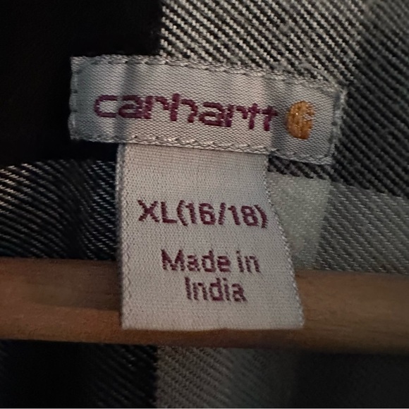 Carhartt Women’s Black Flannel Button Down Cotton Shirt Size XL - Picture 9 of 11